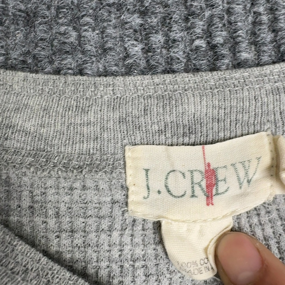 J Crew Oarsman Thermal Shirt Mens XL Gray Long Sleeve Hensley Waffle Knit Cotton - Picture 3 of 7